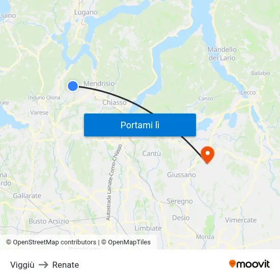 Viggiù to Renate map