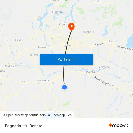 Bagnaria to Renate map