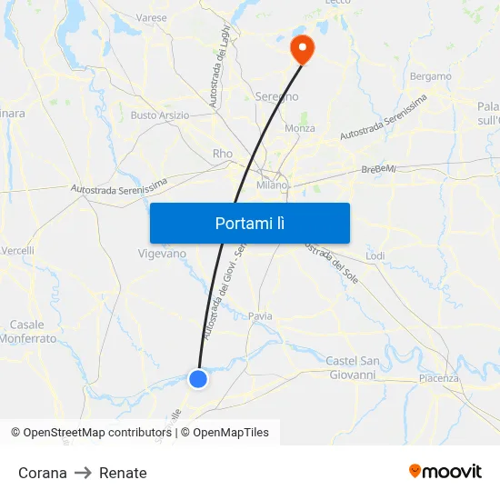 Corana to Renate map