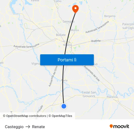 Casteggio to Renate map