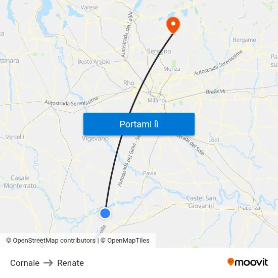 Cornale to Renate map