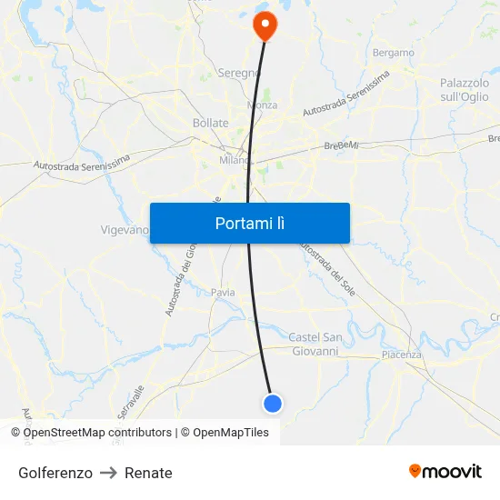 Golferenzo to Renate map