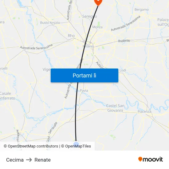 Cecima to Renate map