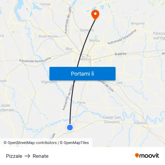 Pizzale to Renate map
