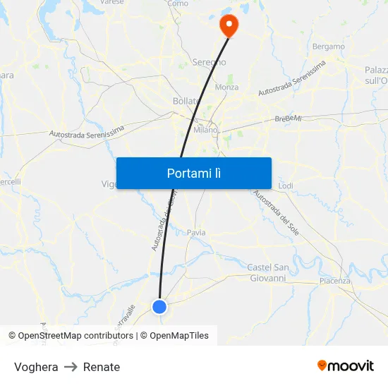 Voghera to Renate map