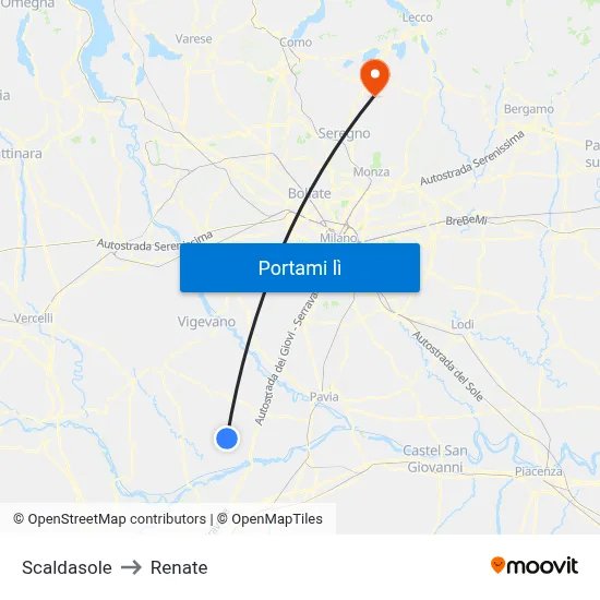 Scaldasole to Renate map