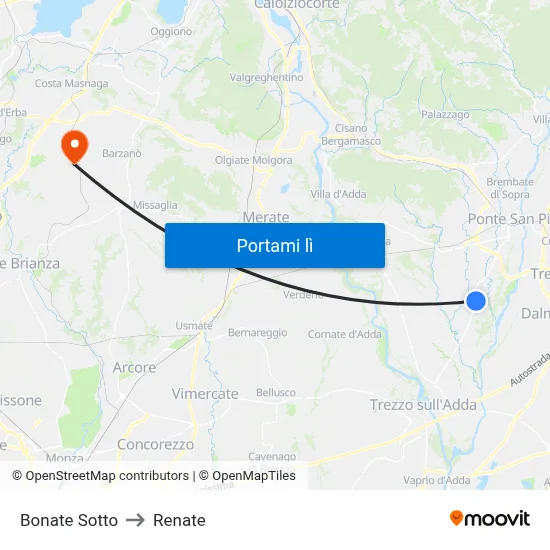 Bonate Sotto to Renate map