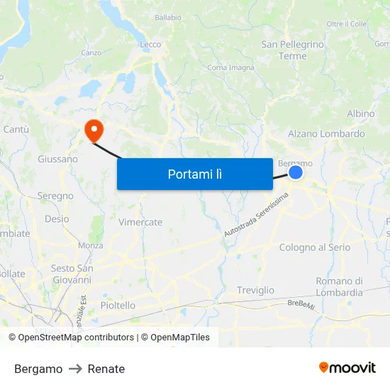Bergamo to Renate map