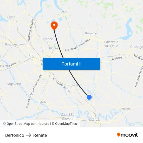 Bertonico to Renate map