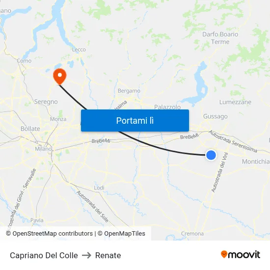 Capriano Del Colle to Renate map