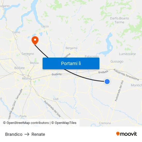 Brandico to Renate map
