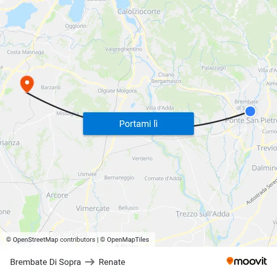 Brembate Di Sopra to Renate map
