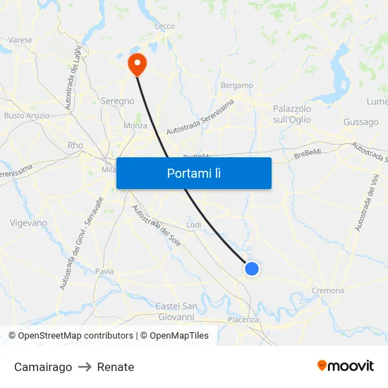 Camairago to Renate map