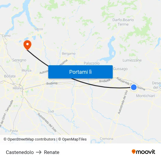 Castenedolo to Renate map