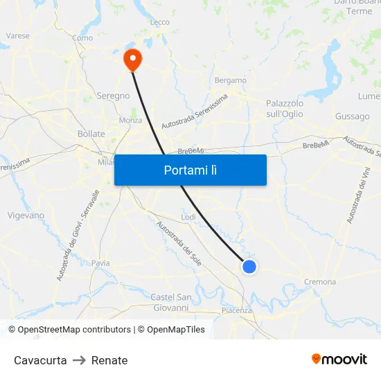 Cavacurta to Renate map