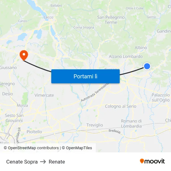 Cenate Sopra to Renate map