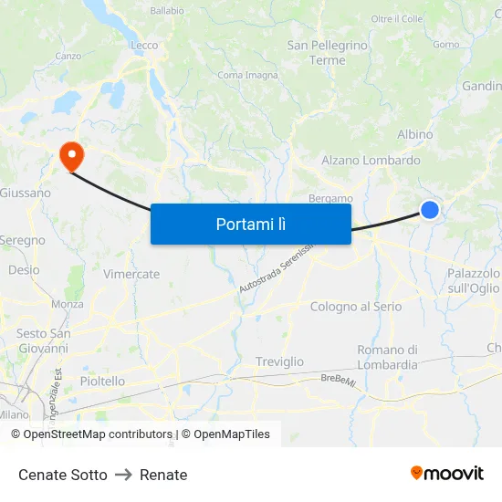 Cenate Sotto to Renate map