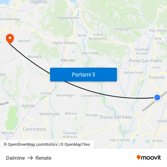Dalmine to Renate map