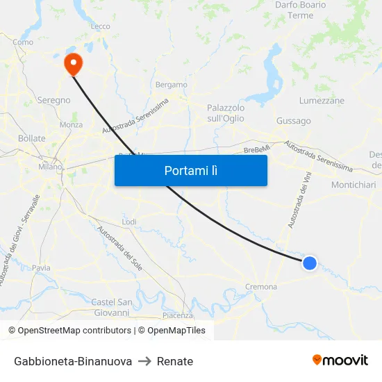 Gabbioneta-Binanuova to Renate map