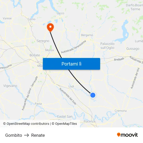 Gombito to Renate map