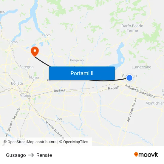 Gussago to Renate map