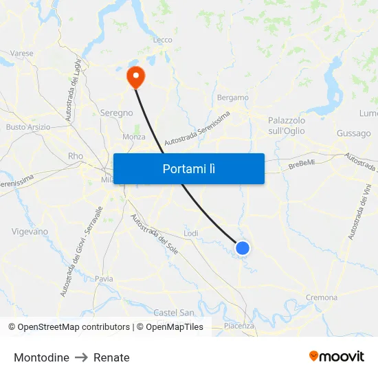 Montodine to Renate map