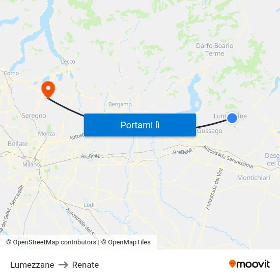 Lumezzane to Renate map