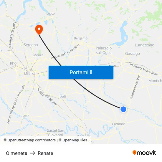 Olmeneta to Renate map