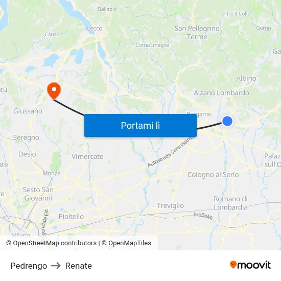 Pedrengo to Renate map