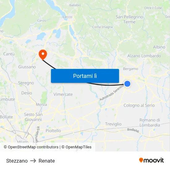 Stezzano to Renate map
