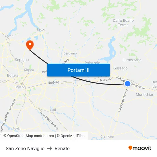 San Zeno Naviglio to Renate map