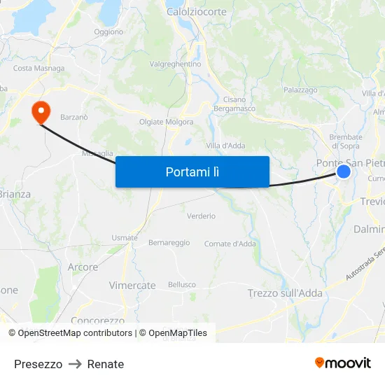 Presezzo to Renate map