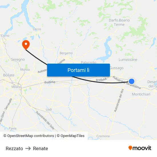 Rezzato to Renate map