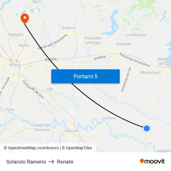 Solarolo Rainerio to Renate map