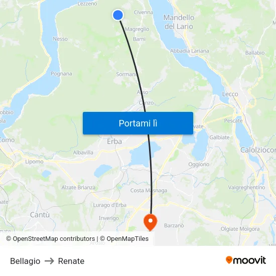 Bellagio to Renate map