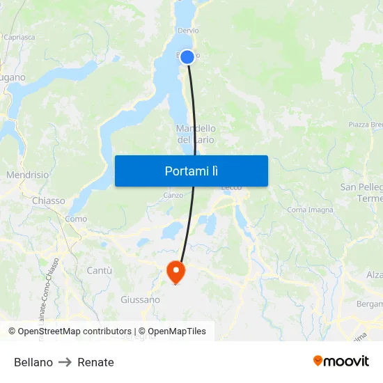 Bellano to Renate map