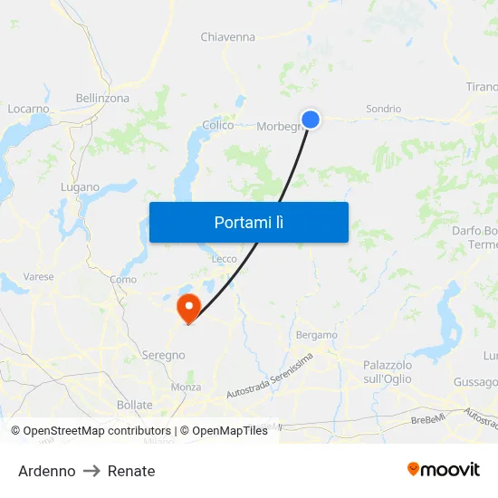 Ardenno to Renate map