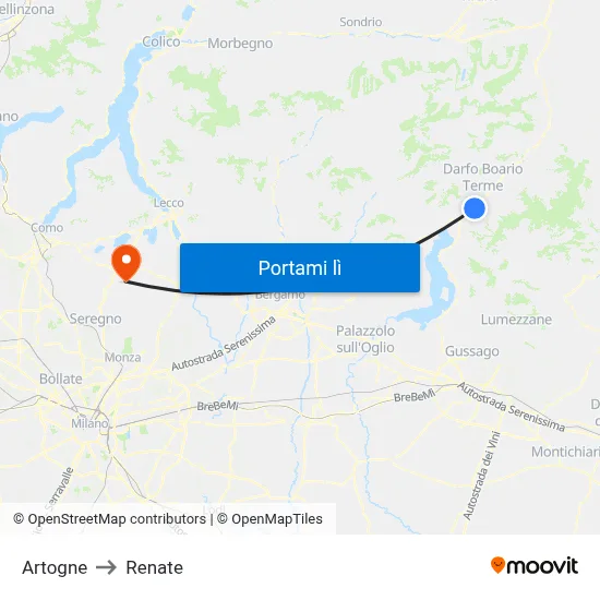 Artogne to Renate map