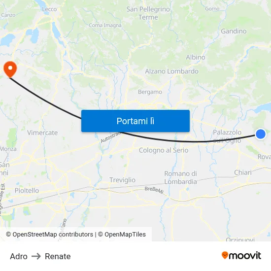 Adro to Renate map