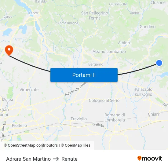Adrara San Martino to Renate map
