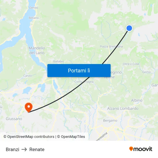 Branzi to Renate map