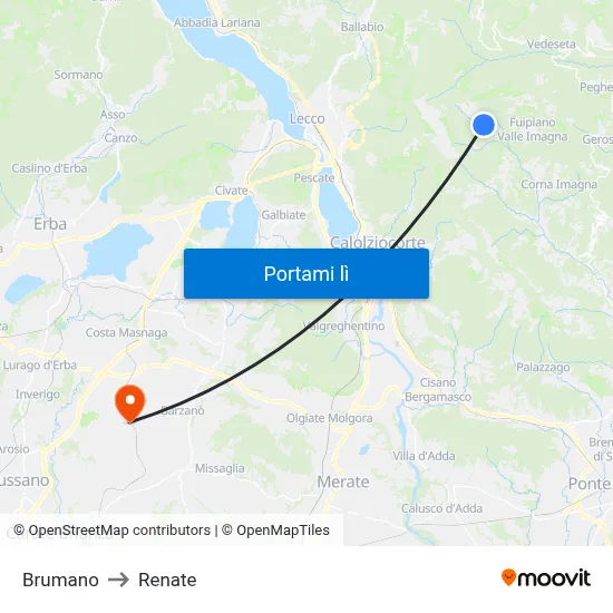 Brumano to Renate map