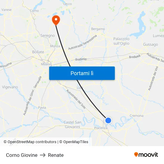 Corno Giovine to Renate map