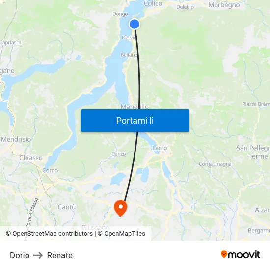 Dorio to Renate map