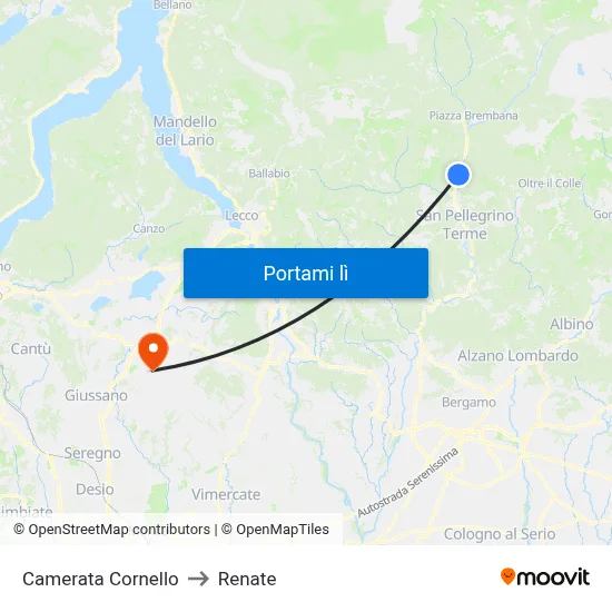 Camerata Cornello to Renate map