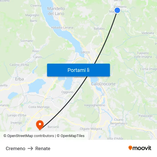 Cremeno to Renate map