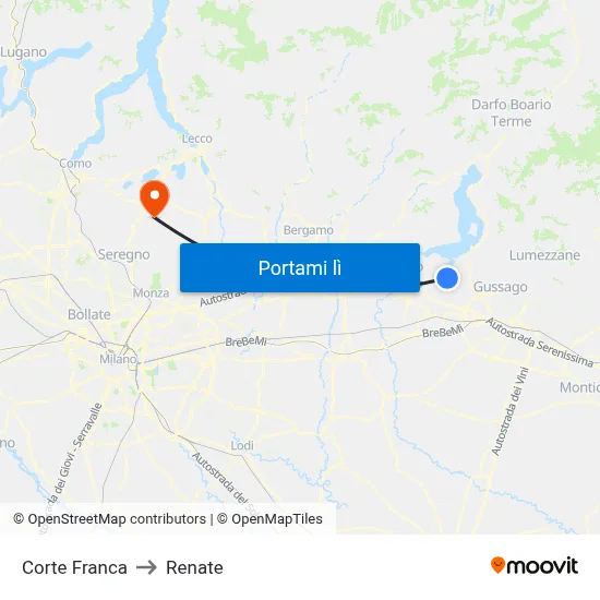 Corte Franca to Renate map