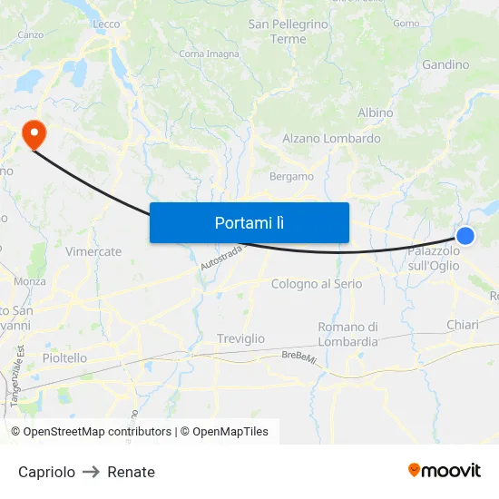 Capriolo to Renate map