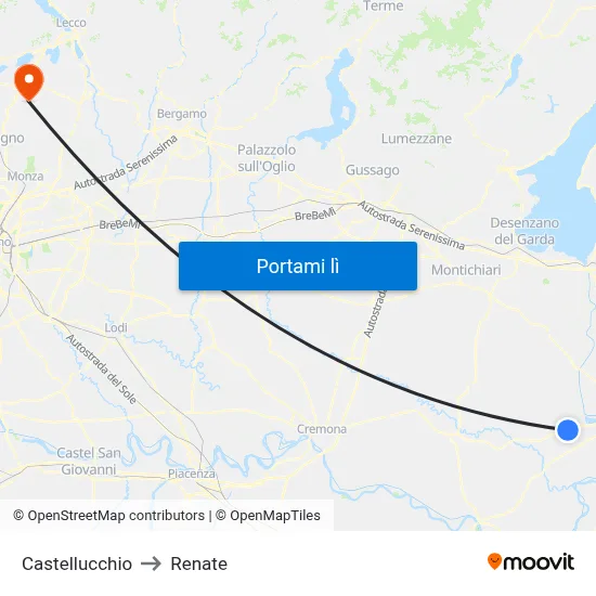 Castellucchio to Renate map