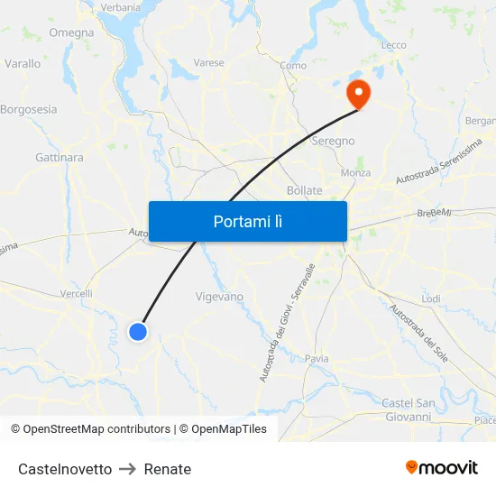 Castelnovetto to Renate map